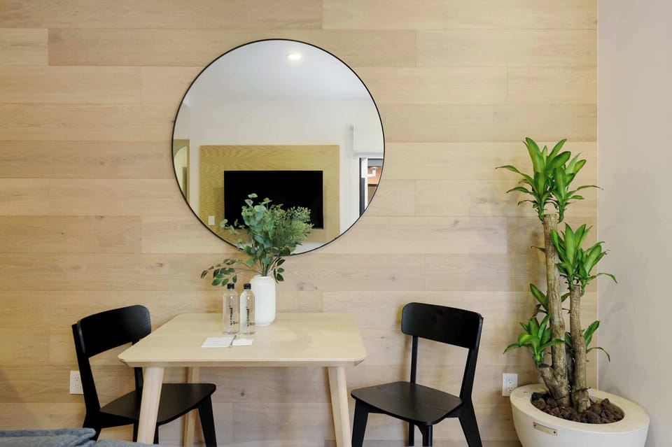 Cozy dining nook for two.