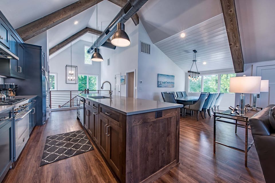 The Cottage-Large island perfect for meal prep and seating for 6.