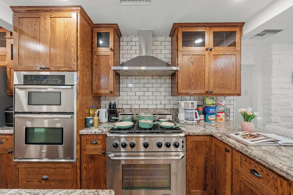 Well-stocked kitchen ready for home-cooked meals.