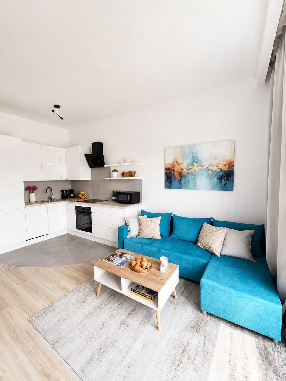 Superior Apartment, Balcony, Courtyard View | Living area | 150-cm flat-screen TV with satellite channels