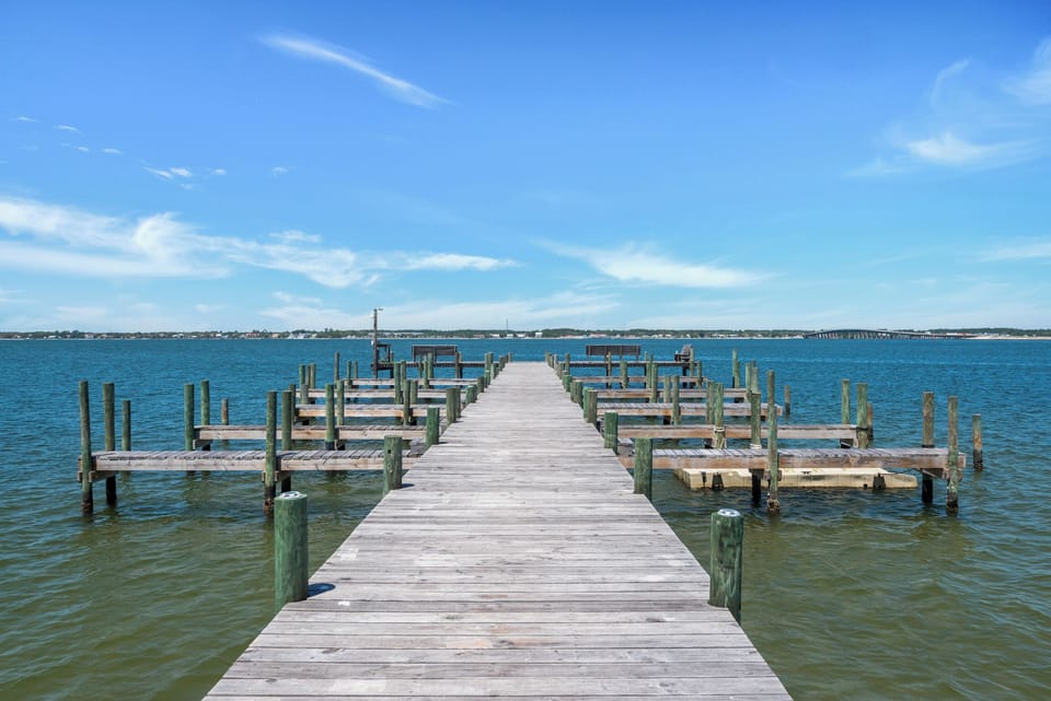 Boat slips and pier