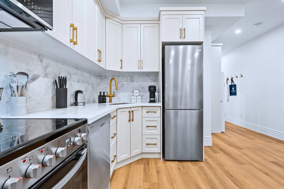 Fully equipped kitchen with essentials for your stay.