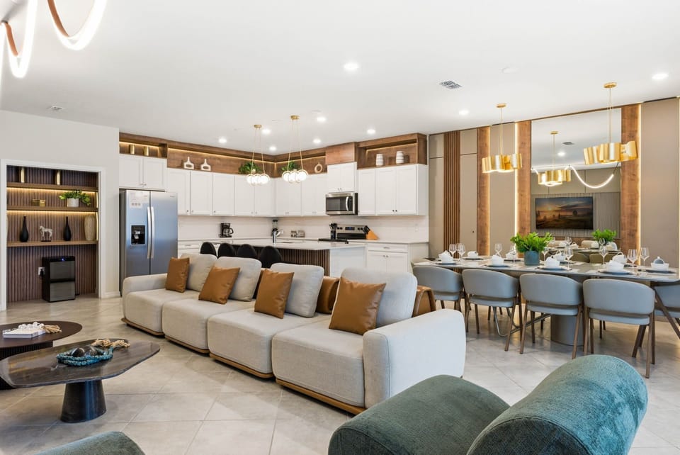 Living area with integrated dining and kitchen