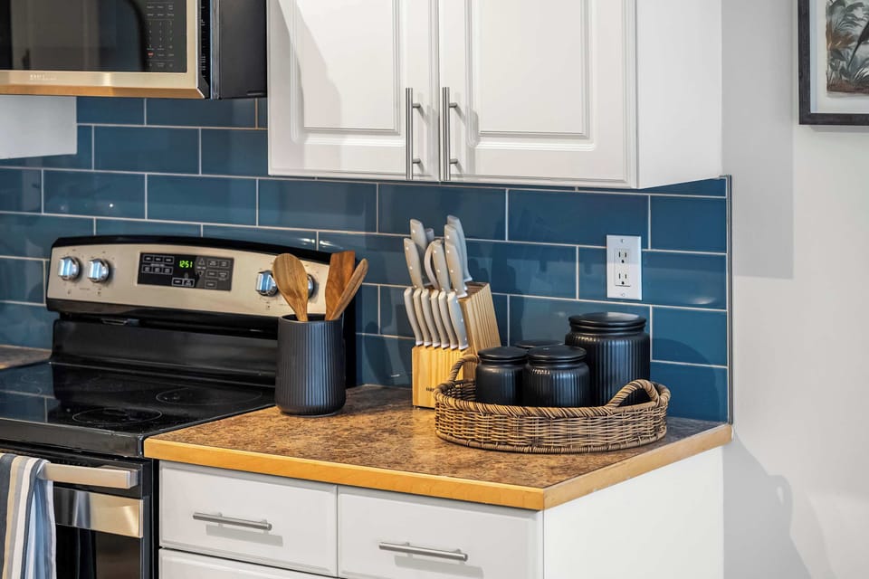 Stylish Blue Tile Kitchen