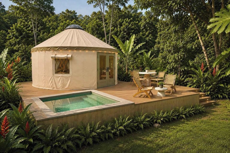 Arenal Yurt with private pool and seating area