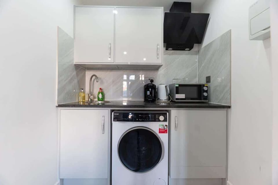 Prepare meals in this sleek kitchen space