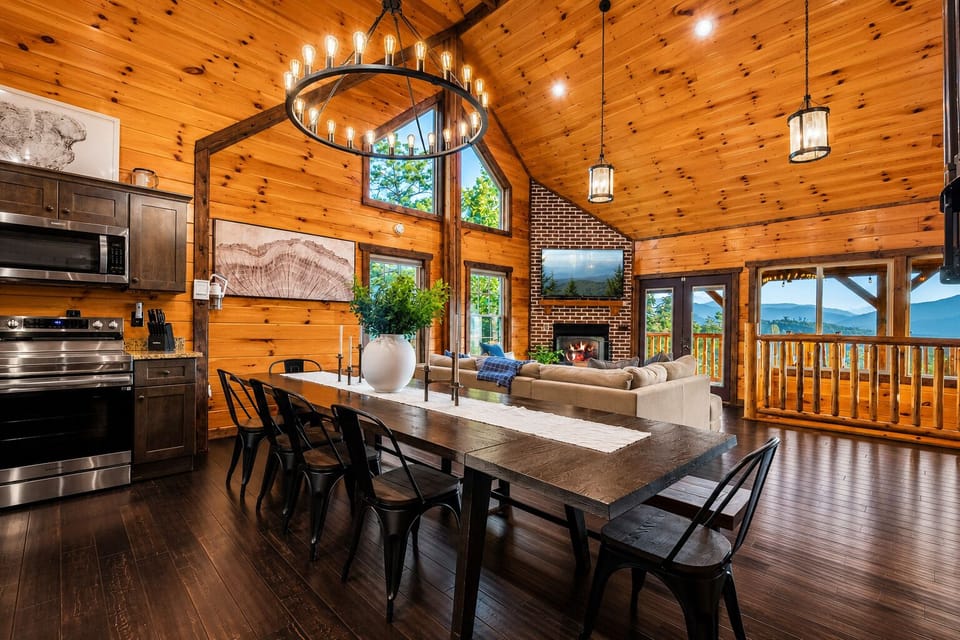Open concept main level with stunning mountain views.