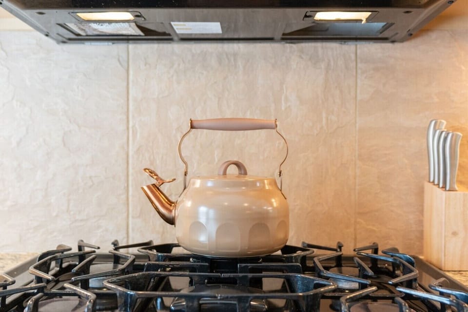 Start your morning with a fresh pot of tea in the fully equipped kitchen.