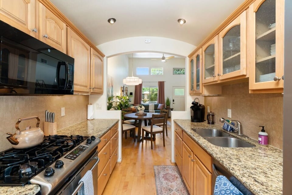 Fully equipped kitchen with everything needed to prepare meals during your stay.