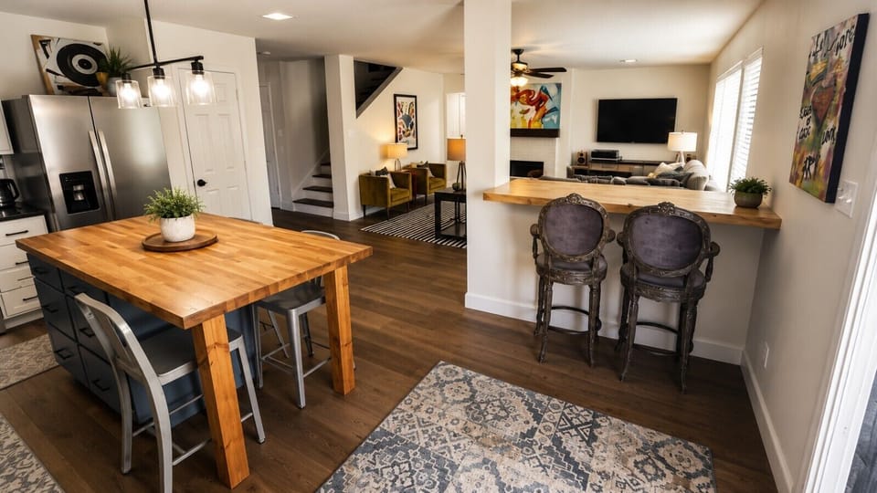 Modern farmhouse open-plan living space