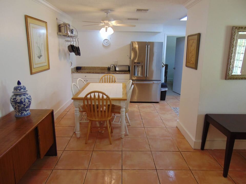 Dining table for six just steps from the kitchen
