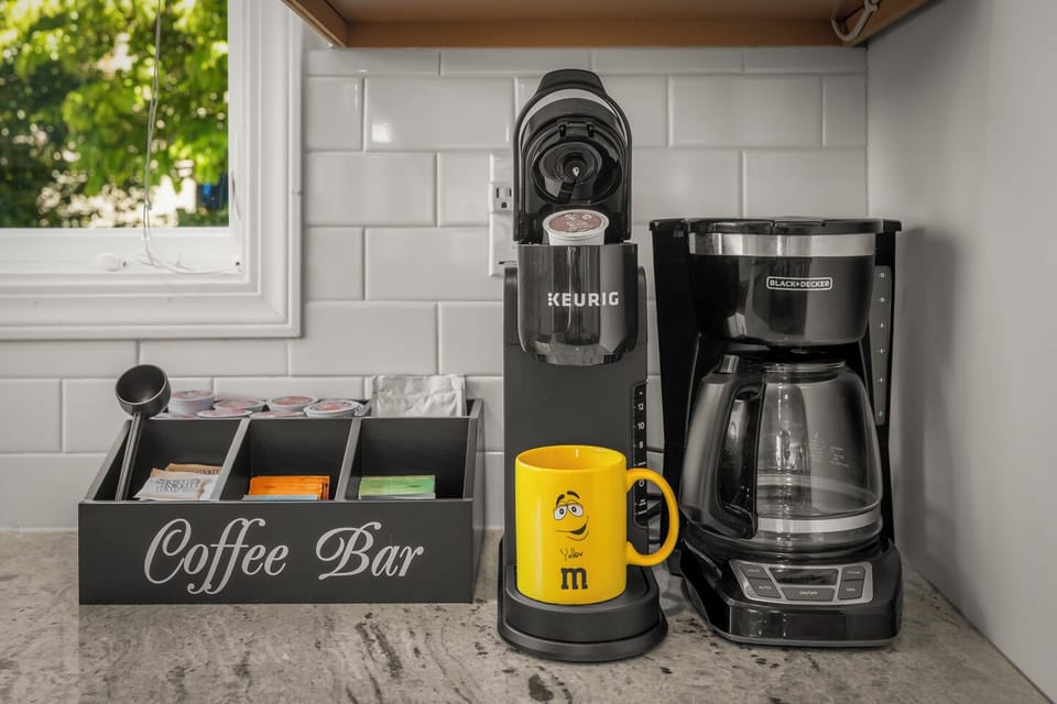 Start your day right at the fully stocked coffee station.