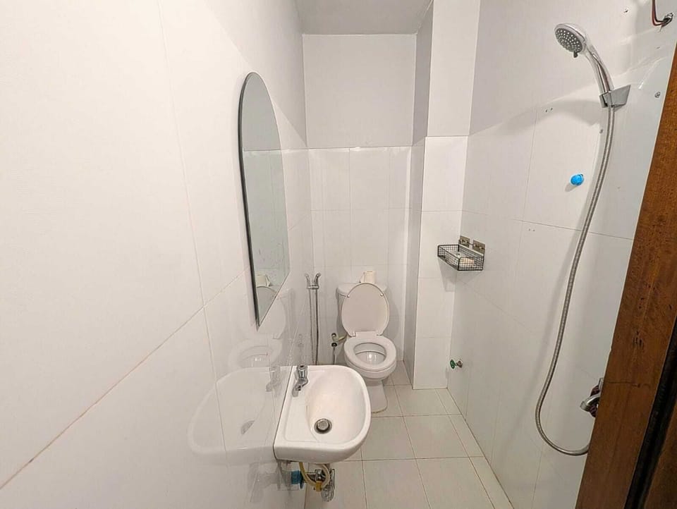 Shower, towels, toilet paper
