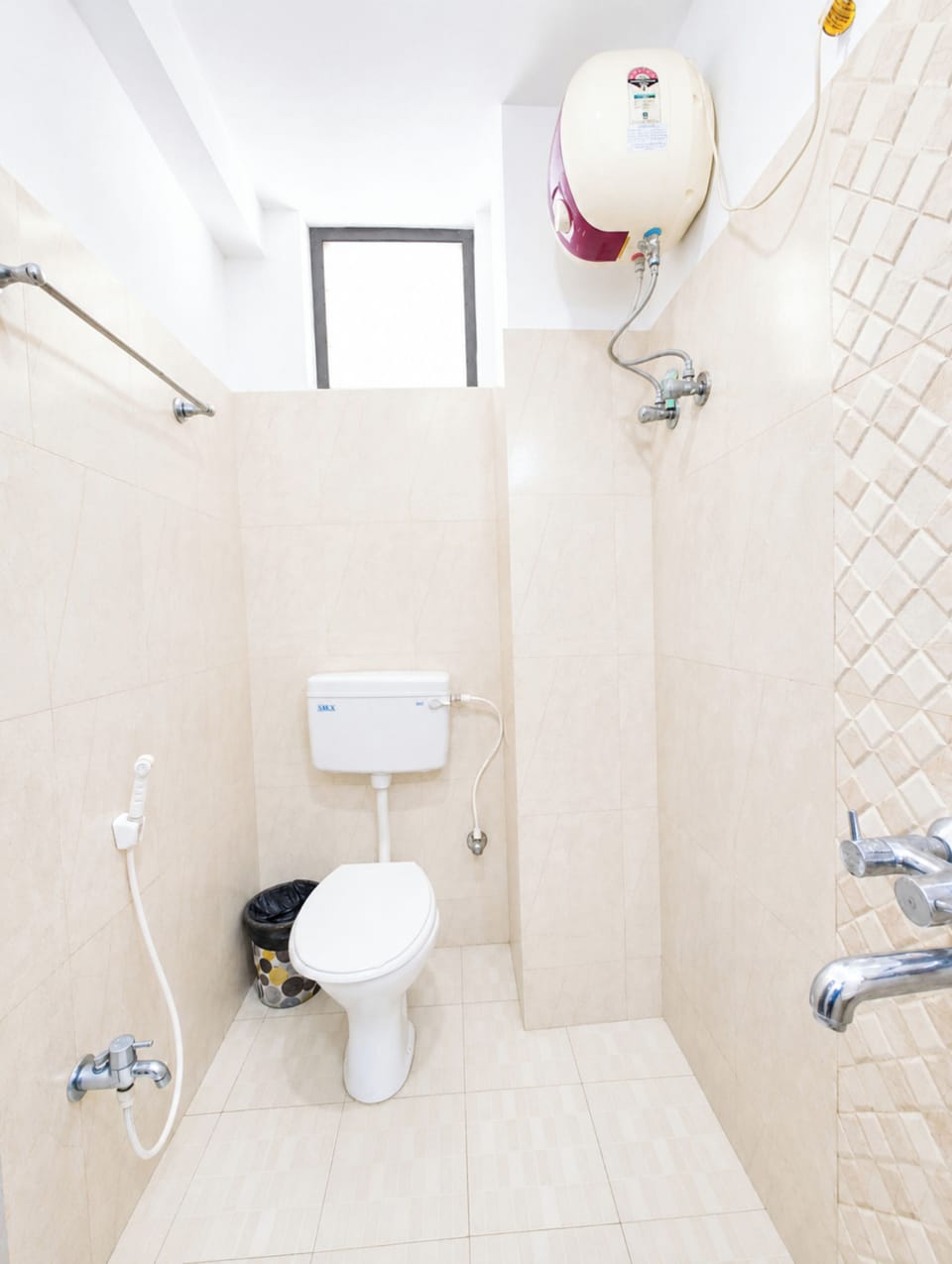 Shower, rainfall showerhead, towels, soap