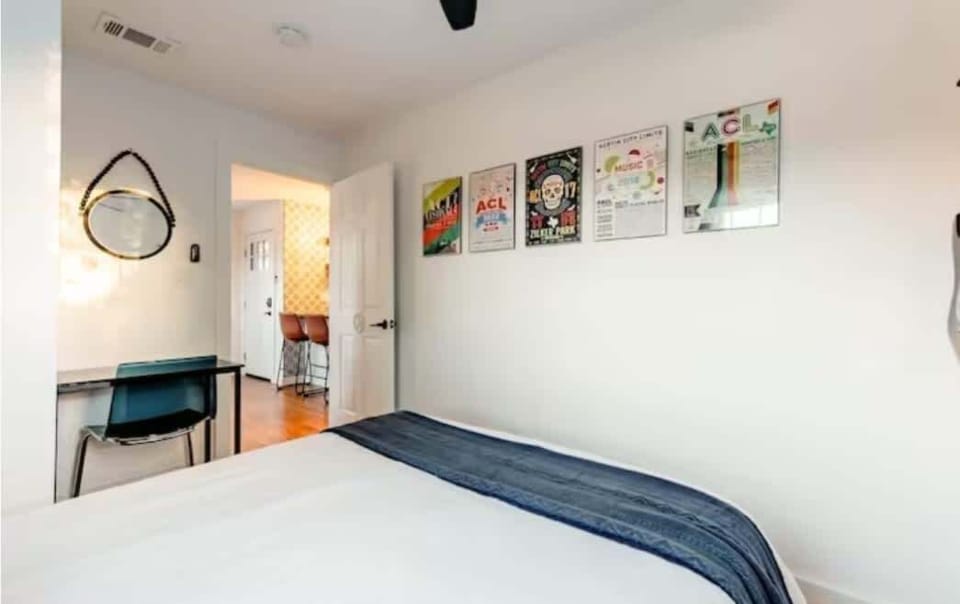 Bedroom with cozy double bed 