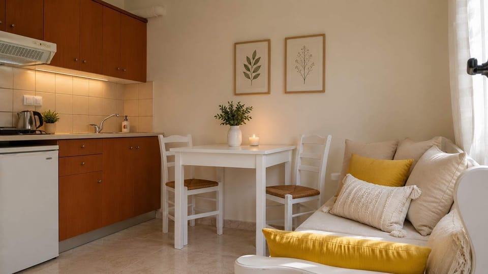 Bright Studio Kitchenette with Dining Area