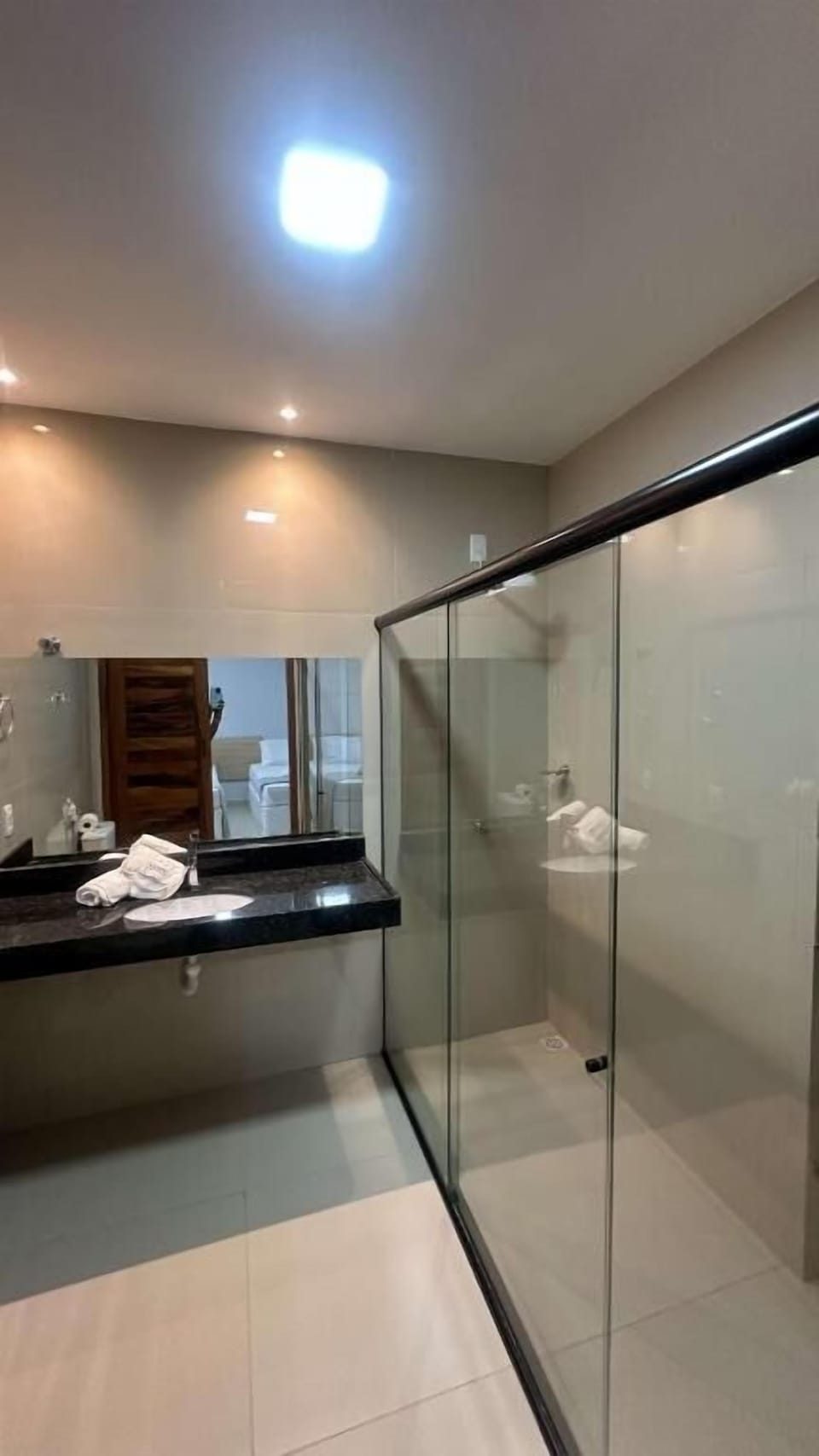 Shower, bidet, towels, soap