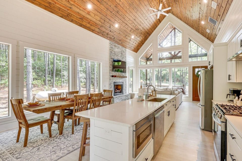 Kitchen | Center Island | Vaulted Wood Ceilings