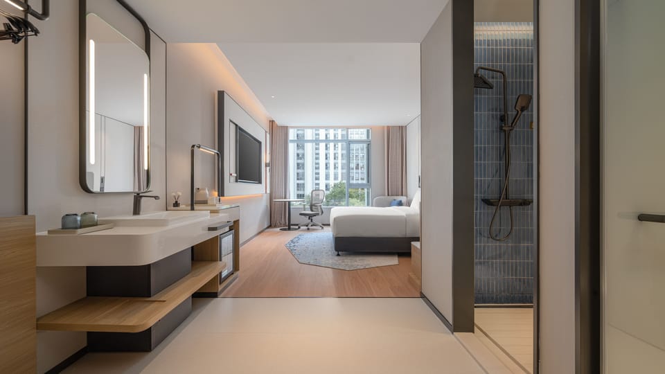 1 King Standard Extra Floor Space | Down comforters, desk, blackout drapes, soundproofing
