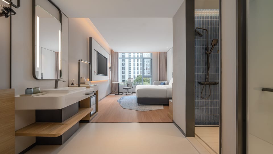 1 King Standard Extra Floor Space | Down comforters, desk, blackout drapes, soundproofing