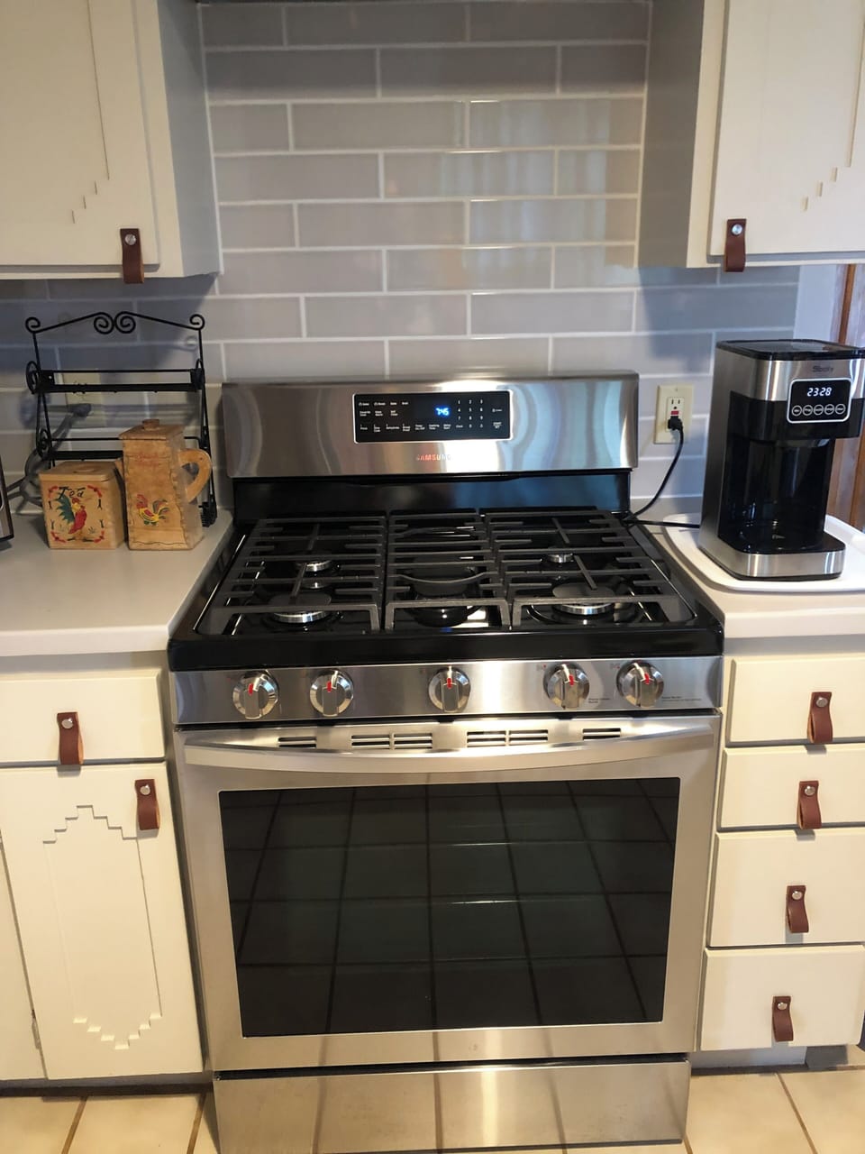 Upstairs kitchen with gas stove