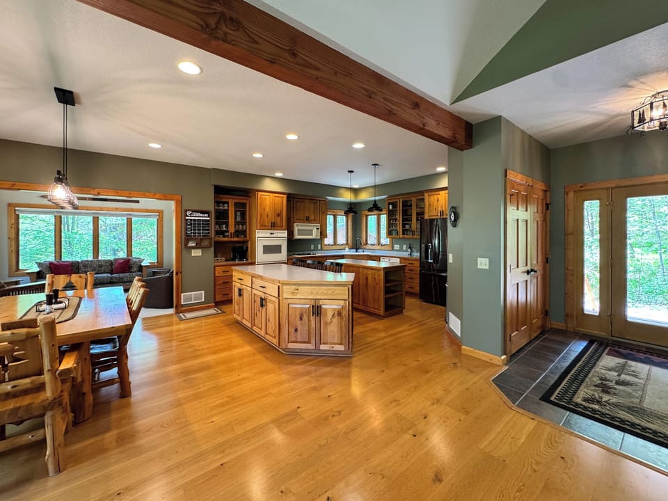 Rustic elegance meets modern comfort throughout the home.