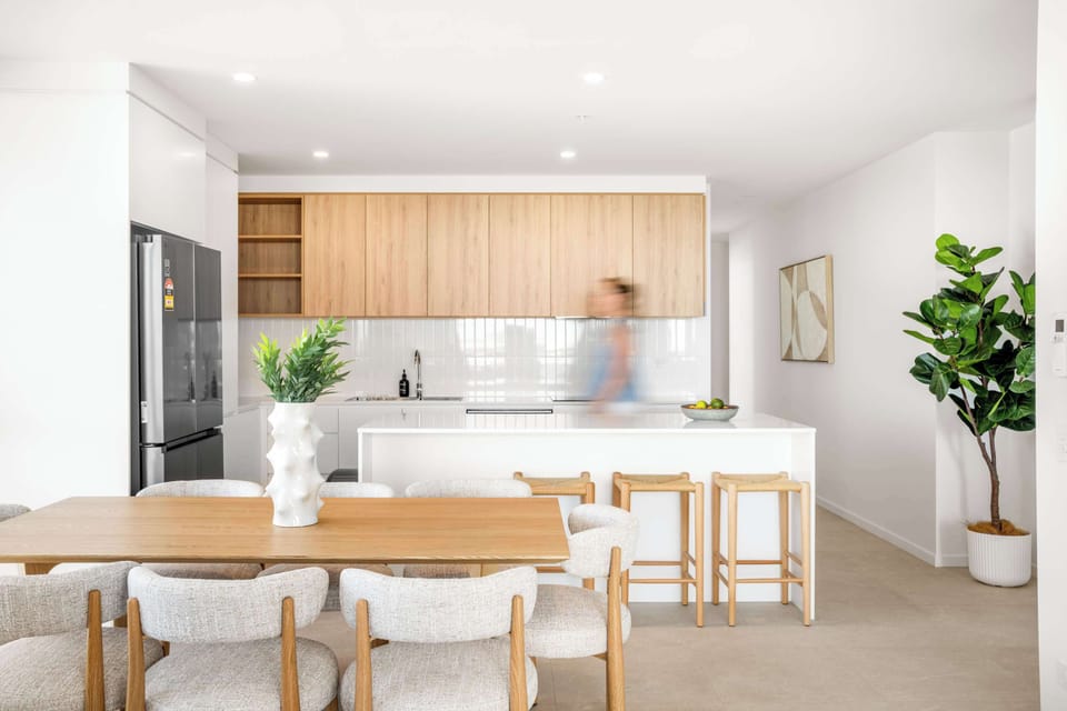 Contemporary kitchen fully equipped with quality appliances