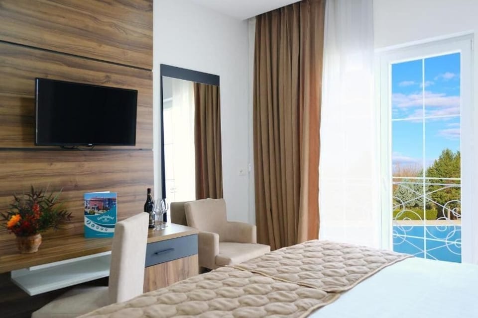 Comfort Double Room, Balcony, Pool View | In-room safe, iron/ironing board, free WiFi