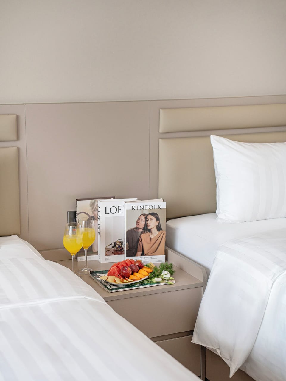 Minibar, desk, laptop workspace, soundproofing