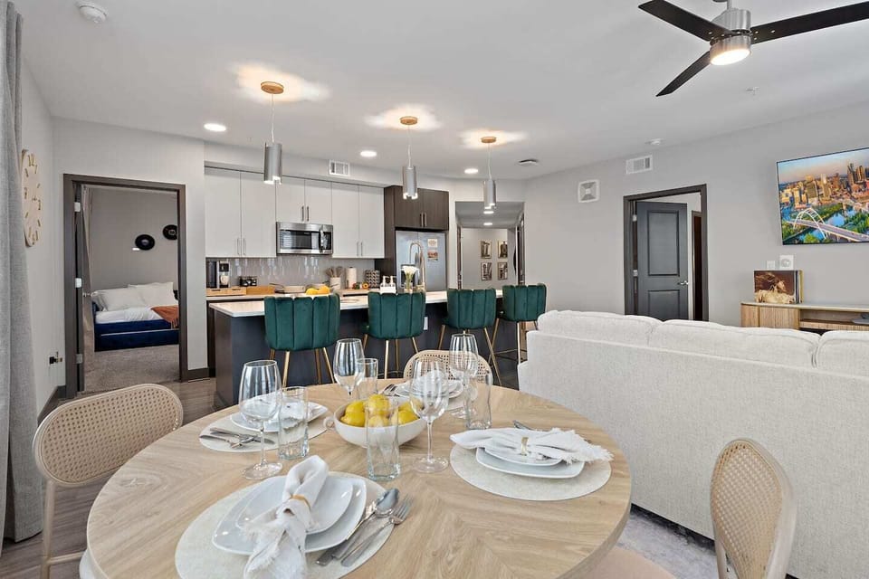 Gather around for meals, conversation, or a cozy night in — designed with comfort and connection in mind.