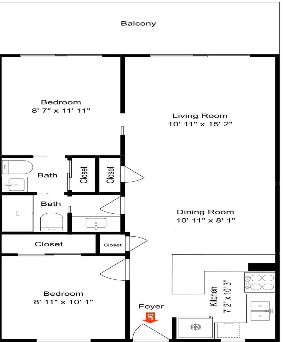 Pointe South 206 - Floor Plan