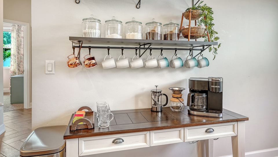 We have K cup, drip, pour over, and French Press coffee makers available. 