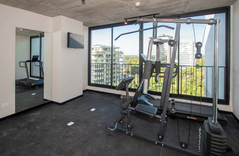 Building gym with multi-station equipment