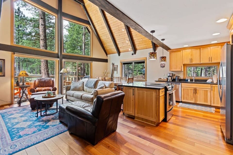 Multiple gathering spaces make this home perfect for families and groups.