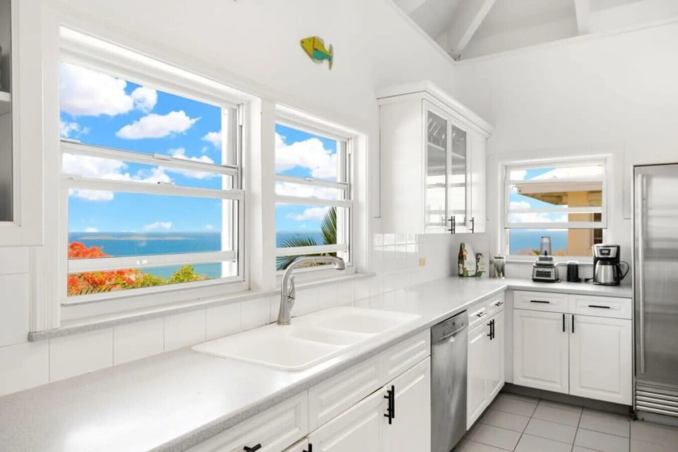 Kitchen with a view of Buck Island