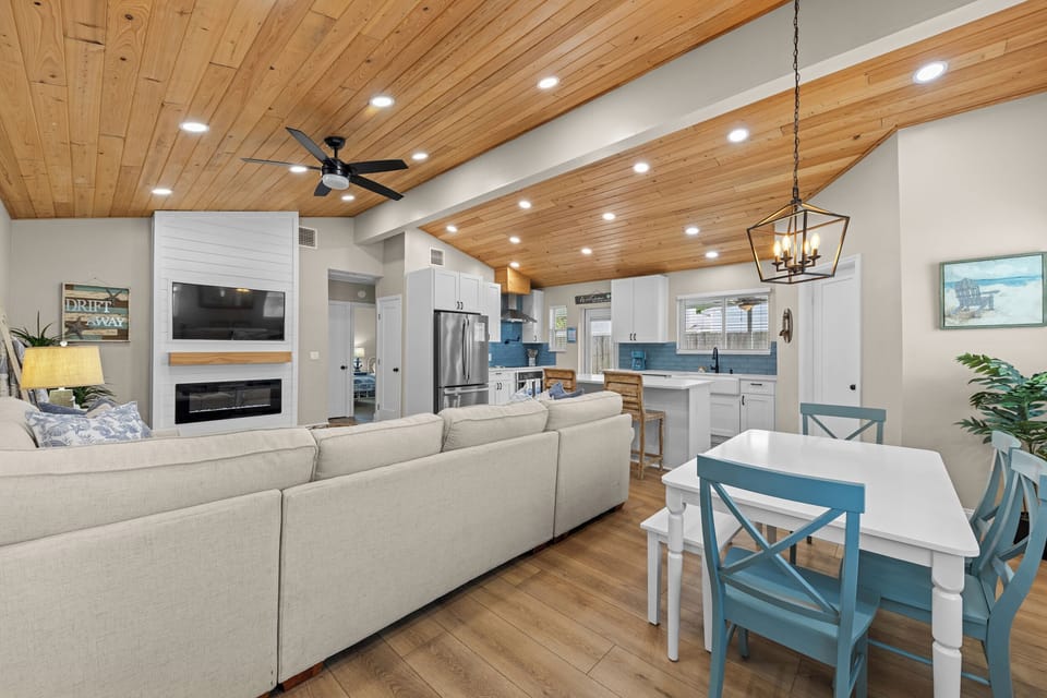 Gather together in the open living space.