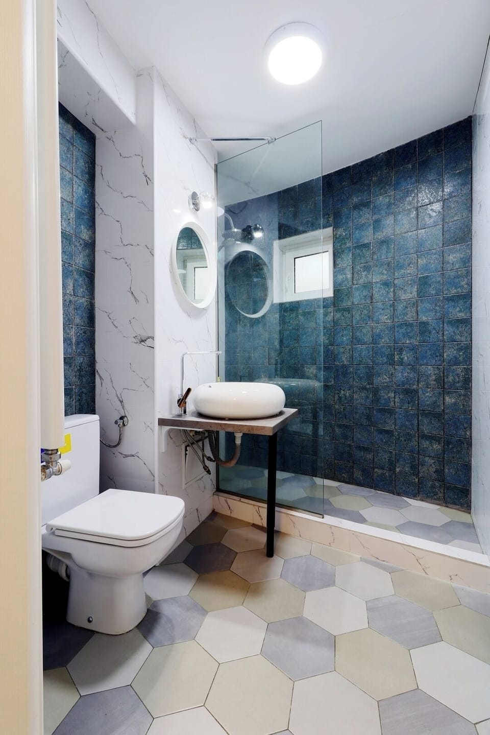 Bathroom with glass protection shower 