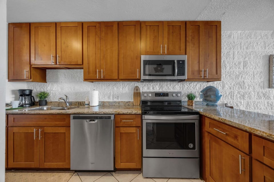 Well-stocked kitchen perfect for extended stays