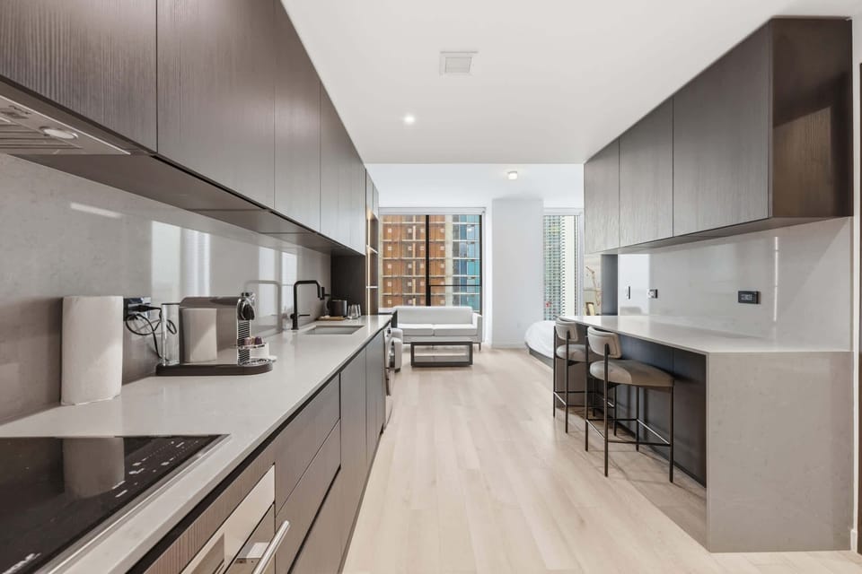 Sleek kitchen with built-in appliances