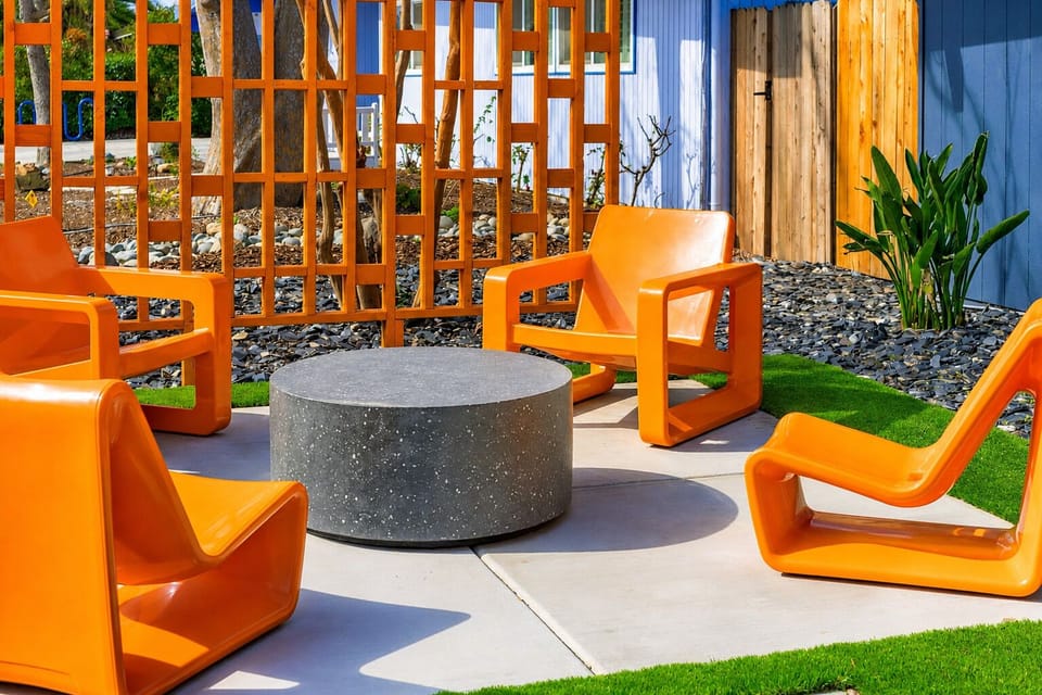 Extra large seating in front yard.
