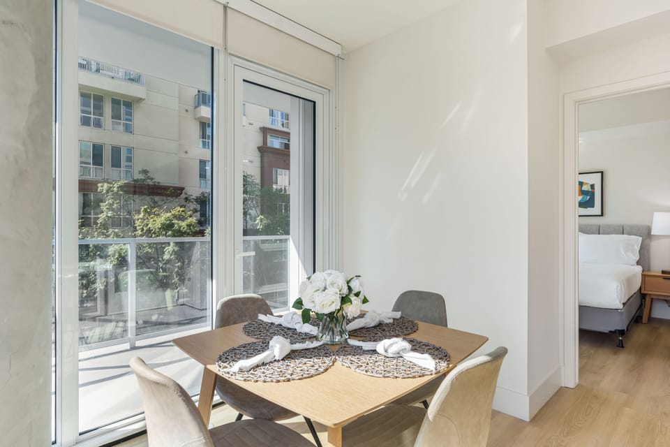 Unit 207: Chic dining space for two.