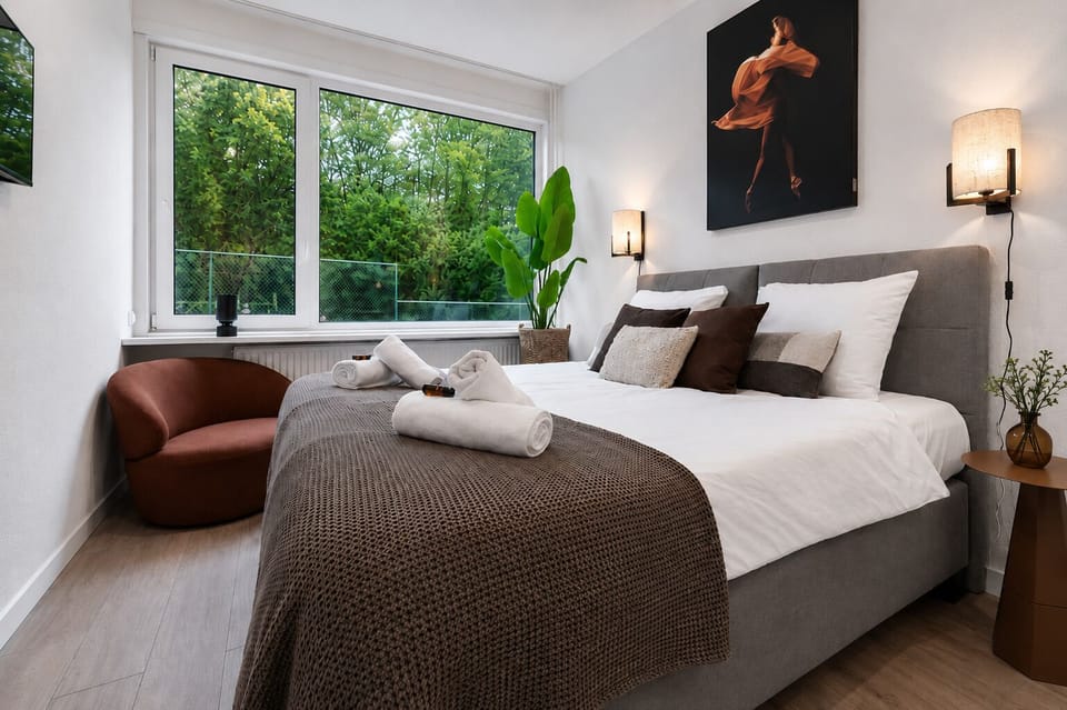 Wake up to peaceful greenery and a tranquil countryside setting.