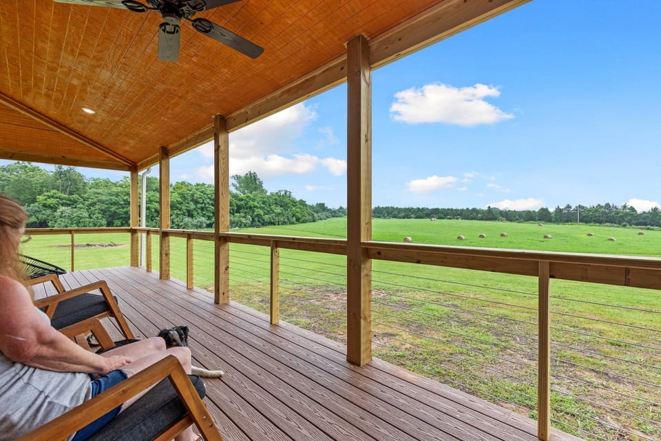 Spacious Porch with Beautiful View of the Field
