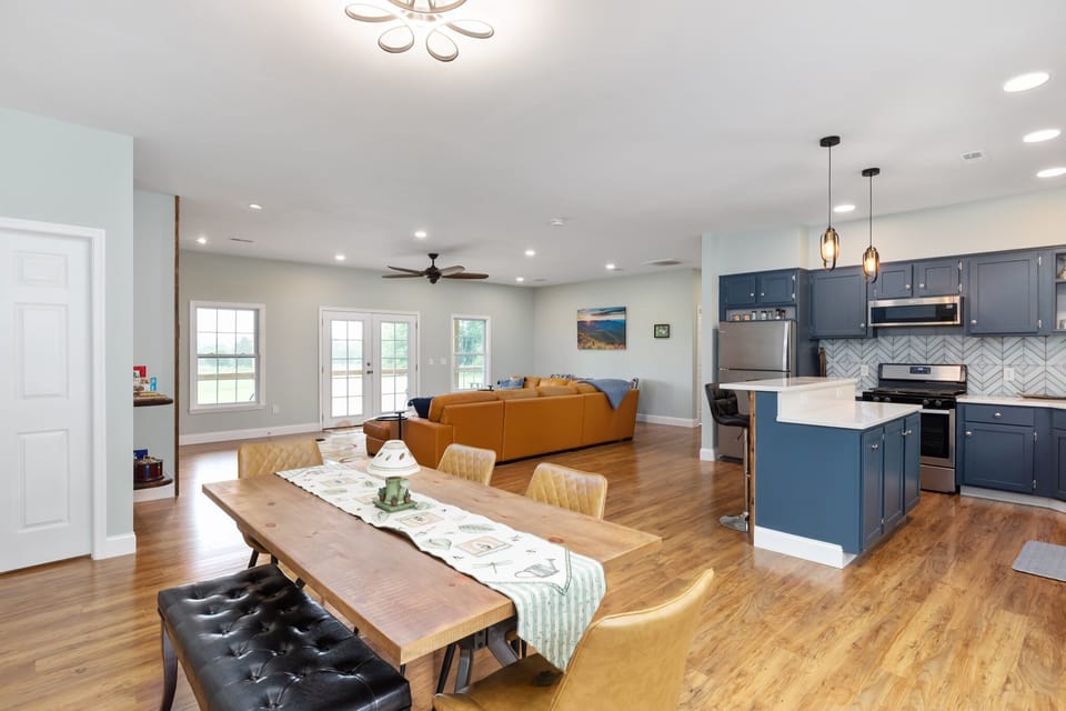 View of the Dining Area, Kitchen, and Living Room