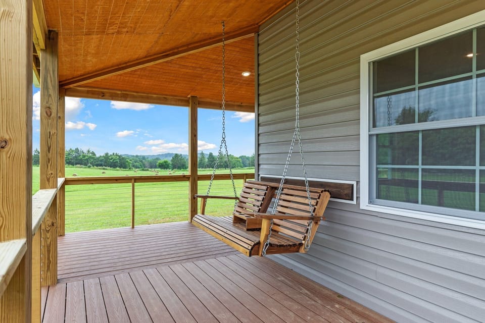 Spacious Porch with Beautiful View of the Field