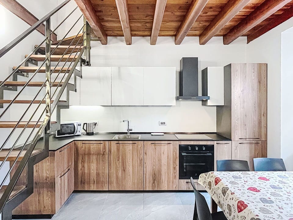 Furniture, Flooring, Interior Design, Wood, Floor, Ceiling, Wood Flooring, Countertop, Kitchen, Kitchen Appliance