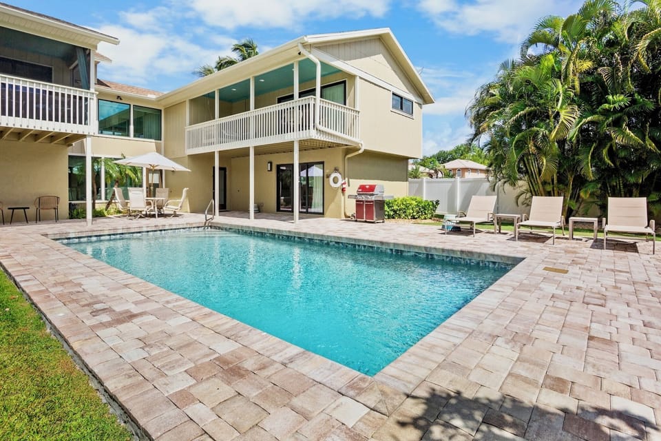 Private Pool with BBQ Grill and Lounge Chairs