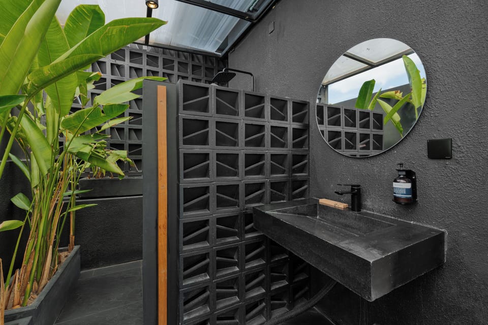King Tatami Studio with Open-Air Shower | Bathroom | Free toiletries, hair dryer, slippers, towels