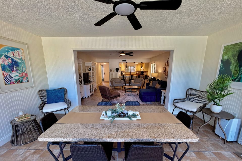 Dining area on enclosed lanai