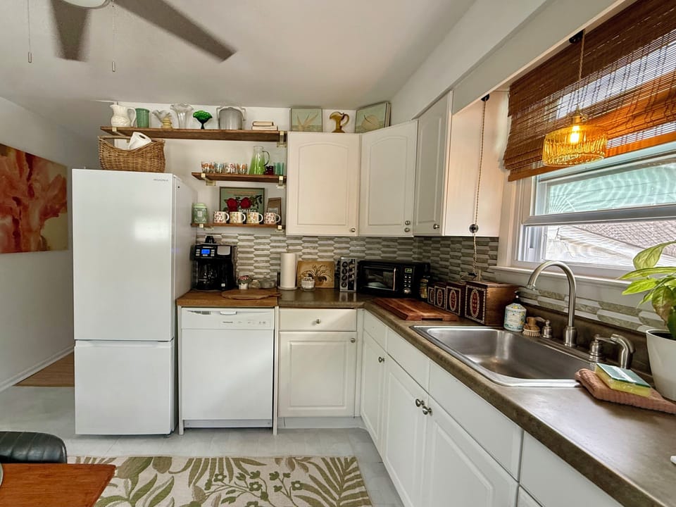 Full kitchen with dishwasher for meals at home, Coffee is both a Keurig and drip maker